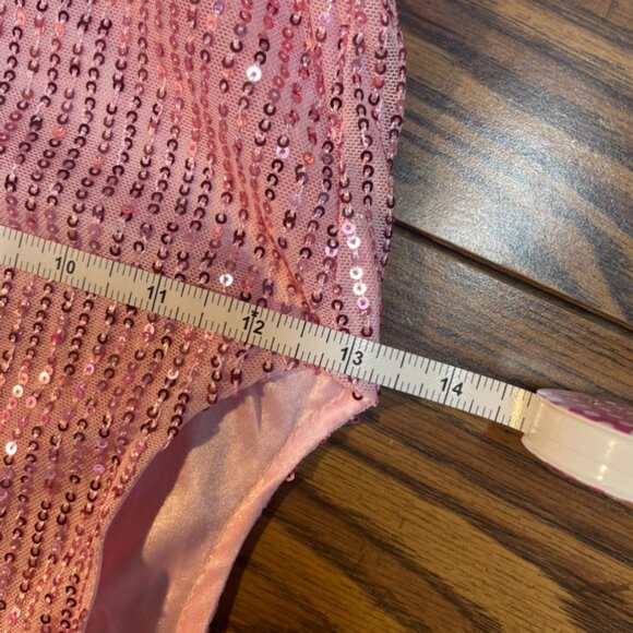 ✨ Mebius Full Sequin Pink Dress w/ Matching Bow – Girls Size 10Y - Picture 4 of 8